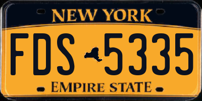 NY license plate FDS5335