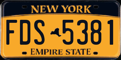 NY license plate FDS5381