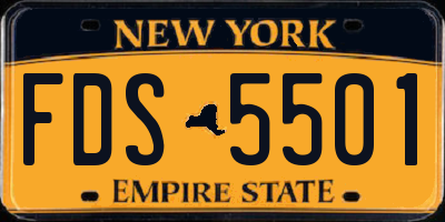 NY license plate FDS5501