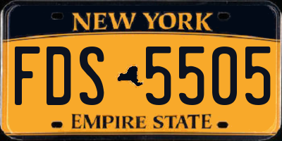 NY license plate FDS5505