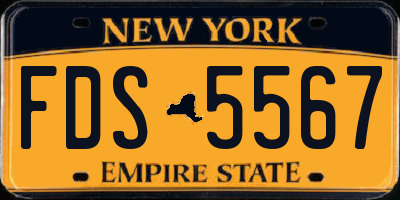 NY license plate FDS5567
