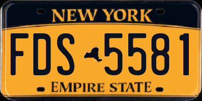 NY license plate FDS5581