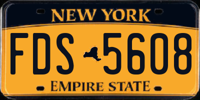 NY license plate FDS5608
