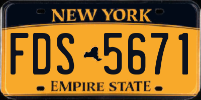 NY license plate FDS5671