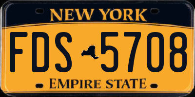 NY license plate FDS5708