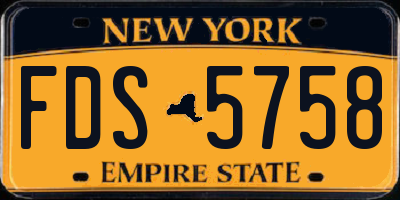 NY license plate FDS5758