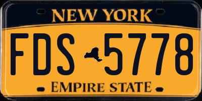 NY license plate FDS5778