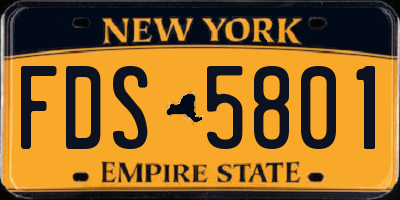 NY license plate FDS5801