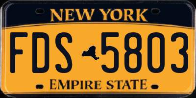 NY license plate FDS5803