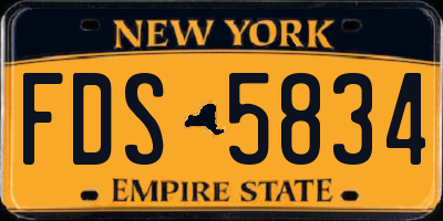 NY license plate FDS5834