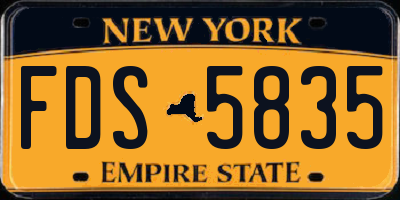 NY license plate FDS5835