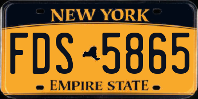NY license plate FDS5865