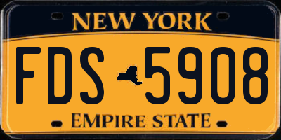 NY license plate FDS5908