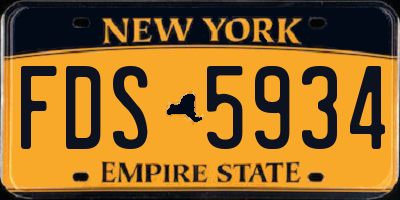 NY license plate FDS5934