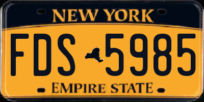 NY license plate FDS5985