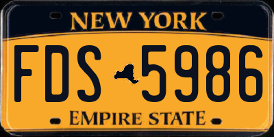 NY license plate FDS5986