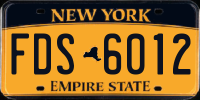 NY license plate FDS6012