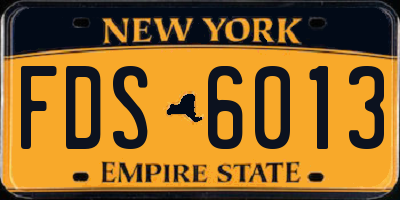 NY license plate FDS6013