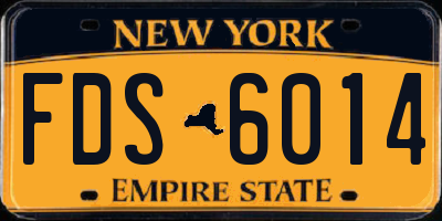 NY license plate FDS6014