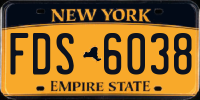 NY license plate FDS6038