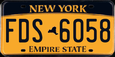NY license plate FDS6058