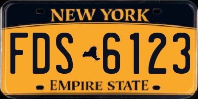 NY license plate FDS6123