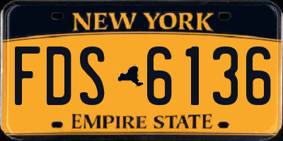 NY license plate FDS6136