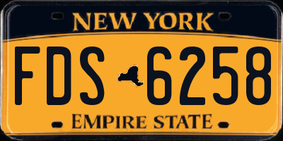 NY license plate FDS6258