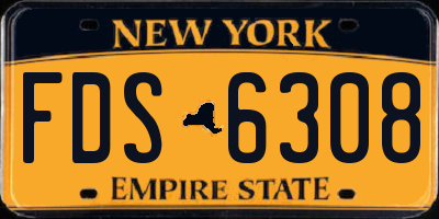 NY license plate FDS6308