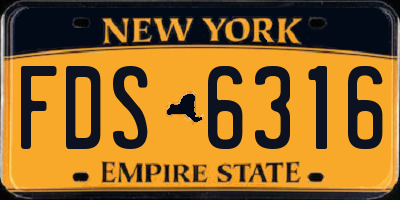 NY license plate FDS6316