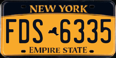 NY license plate FDS6335