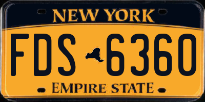 NY license plate FDS6360
