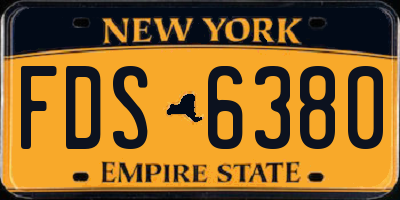 NY license plate FDS6380