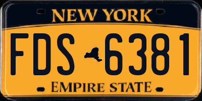 NY license plate FDS6381