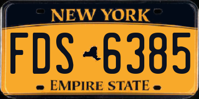 NY license plate FDS6385
