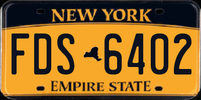 NY license plate FDS6402