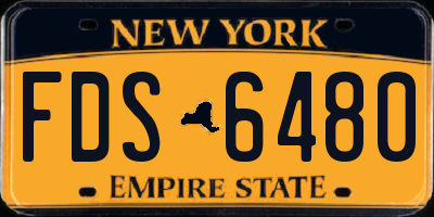 NY license plate FDS6480