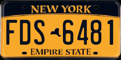 NY license plate FDS6481