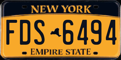NY license plate FDS6494
