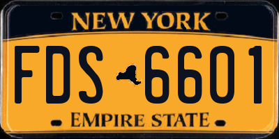NY license plate FDS6601