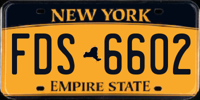 NY license plate FDS6602