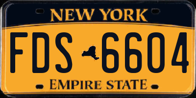 NY license plate FDS6604