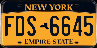 NY license plate FDS6645