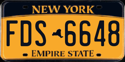 NY license plate FDS6648