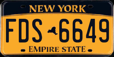 NY license plate FDS6649