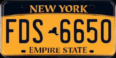 NY license plate FDS6650