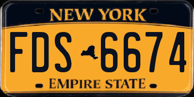 NY license plate FDS6674