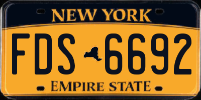 NY license plate FDS6692