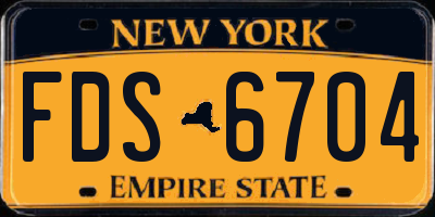 NY license plate FDS6704