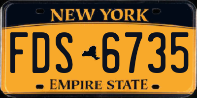 NY license plate FDS6735